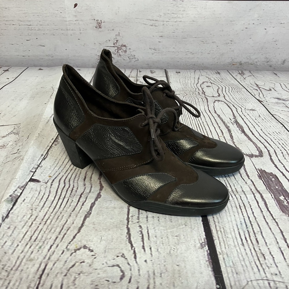 Arche Womens EU 38 US 7 Brown Leather Oxford Heels Lace Up Comfort Shoes